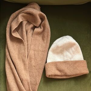 Jcrew Tan & Cream Scarf and Beanie Set